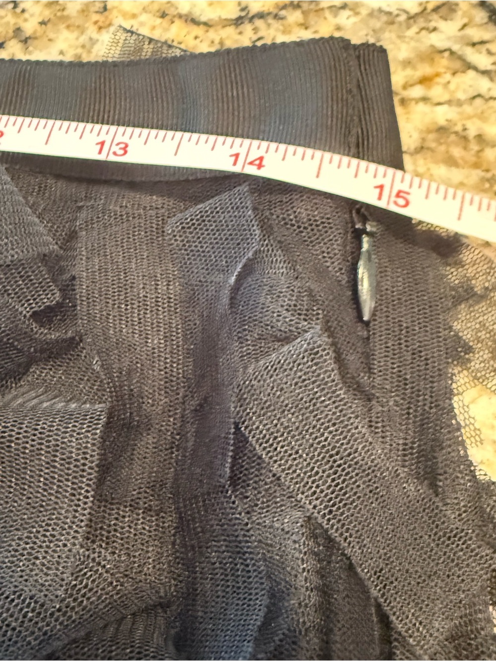 Loft black feathery mesh mini skirt side zipper SZ 2 - Picture 8 of 11